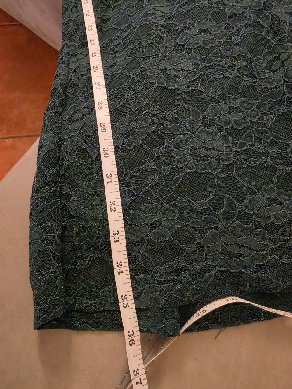 AUW Vintage Dark Green Bodic Slip Dress With Lace & Delicate Bow Size Large - Picture 11 of 11